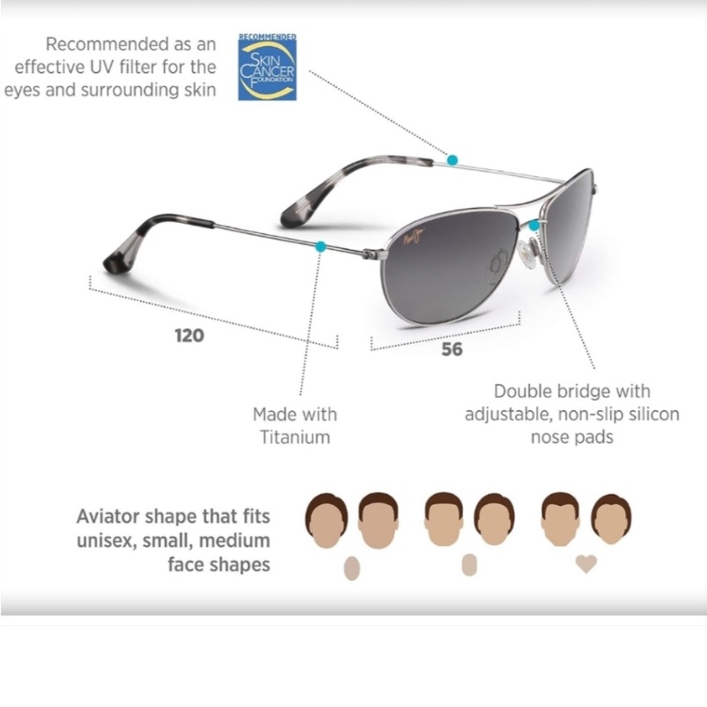 MAUI JIM UNISEX BABY BEACH AVIATOR PROGRESSIVE PRESCRIPTION SUNGLASSES - Picture 5 of 6